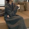 LYRIA Korean Style Mid-length Hooded Knitted Dress for Women, New Autumn and Winter Style, Loose and Slimming, Lazy Pullover Base Layer Sweater Dress
