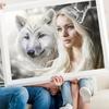 5D DIY Алмазная картина Женский волк Вышивка крестиком, Набор для вышивания, Алмазная картина со стразами, Ручное украшение дома Подарок