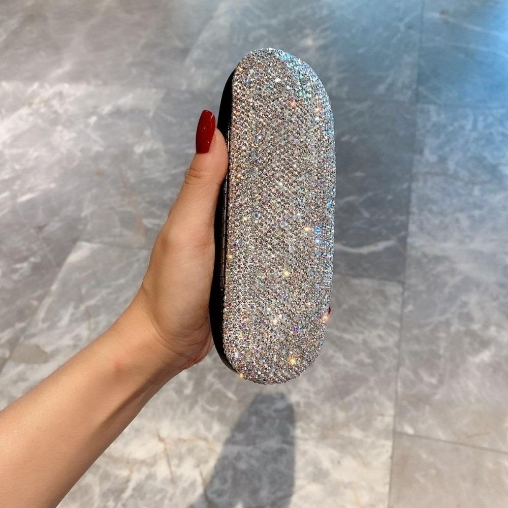 Large Capacity Rhinestone Glasses Case Black Sunglasses Protective Case Eyewears Storage Box Daily