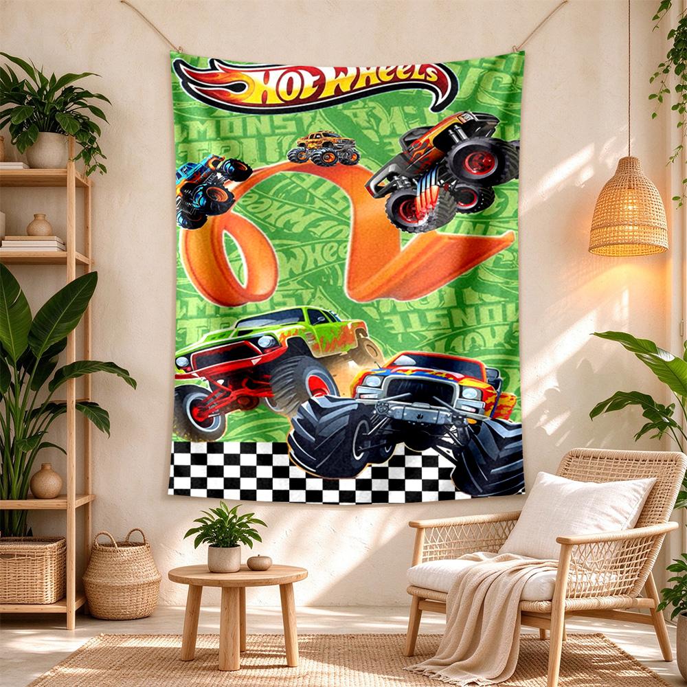 Hot Wheels Boho Wall Tapestry Nordic Minimal Designed for Balcony Living Room Studio Wall All Season Hand Painted Style Gift for New Home