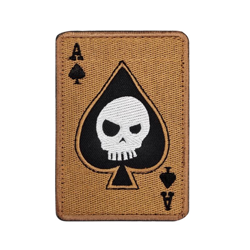Пиковый туз Покер Череп Вышитая нашивка - Моральный значок на липучке для рюкзака