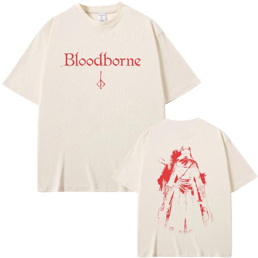 Игра Bloodborne Хоррор Охотник Мерч Футболки Мужские Женские Готический Рок Оверсайз Футболки Мужская Винтажная Футболка 90-х