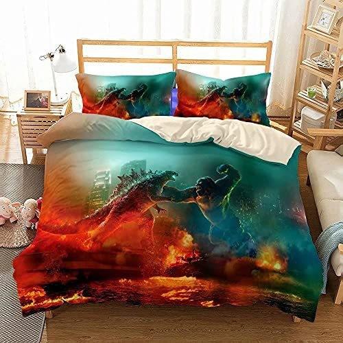 3D Printing Monsters G-Godzillas Bedding SetVS KingKongs Duvet Cover Set with Pillowcase 2/3pcs Quilt covers Twin Queen Single