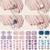 22Pcs/Set Toe Nail Fake Self-adhesive Nails Sticker Various Nail Patterns False Nail Stickers With Jelly Glue