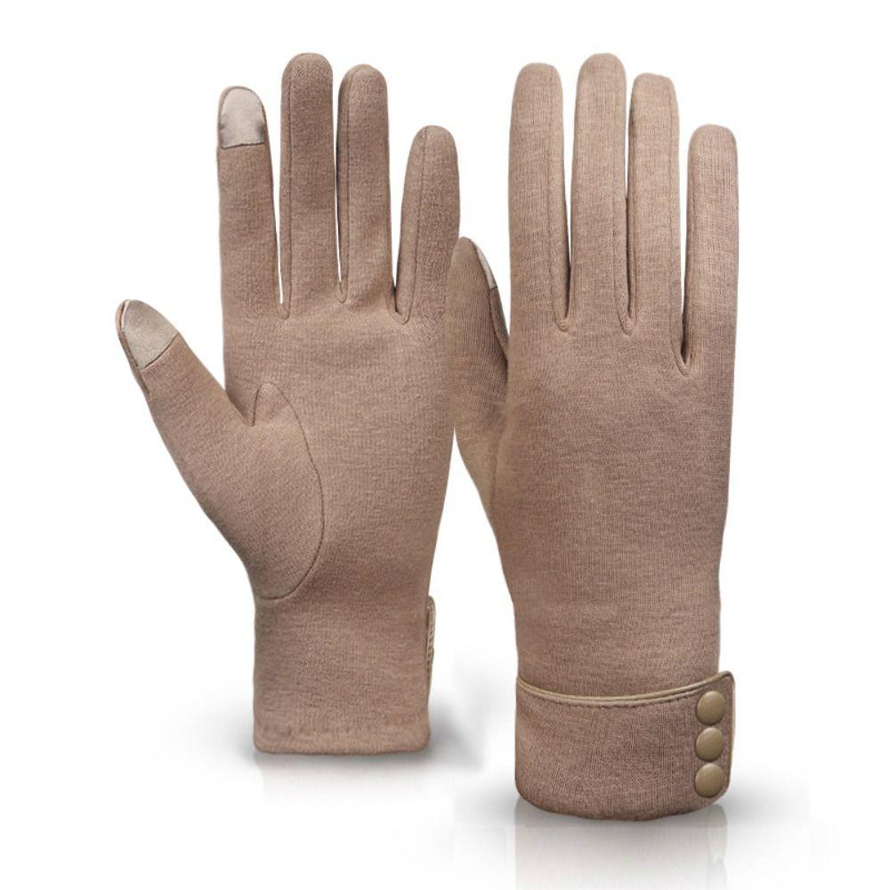 Simple Velvet Gloves Five Finger Cycling Driving Gloves Full Finger Mittens  Girls