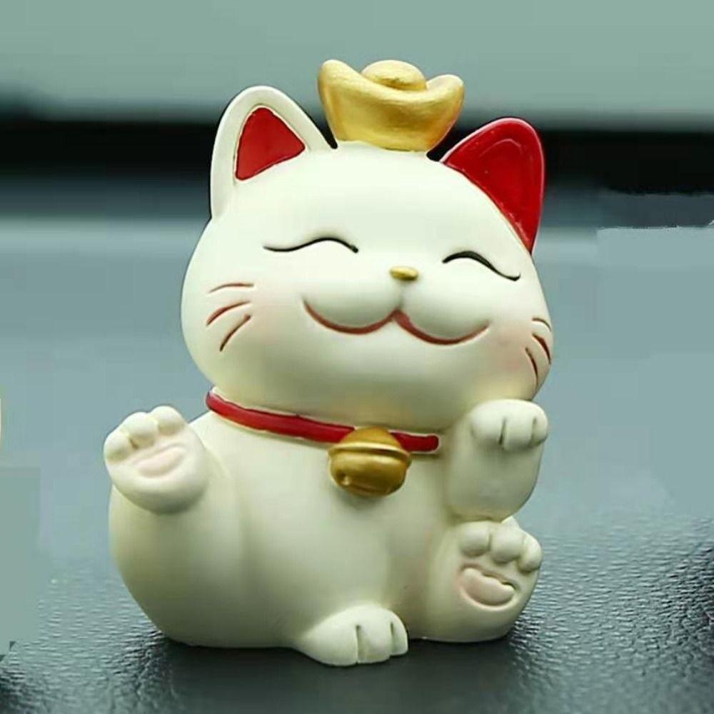 Shake Head Lucky Cat Car Decoration Waving Arm Maneki Neko Ornament  Desktop Decoration