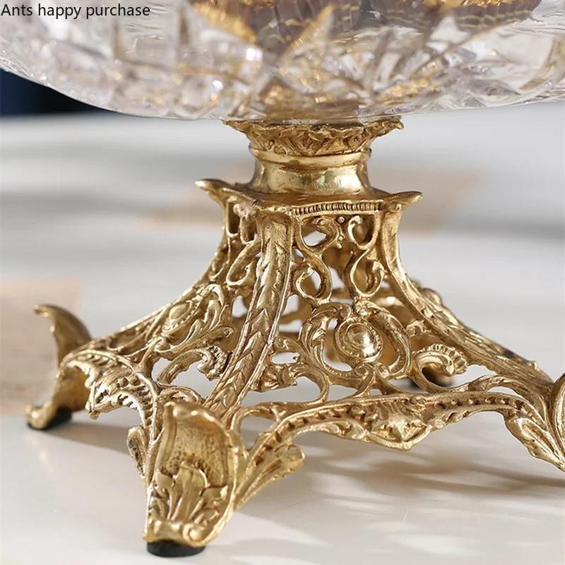 Латунная хрустальная фруктовая тарелка, фруктовая чаша, поднос для хранения, поднос для конфет, фруктовое блюдо, декоративная тарелка, форма для торта, десертная чаша