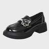 Spot Women's Genuine Leather College-Style Loafers - Spring 2025 Camellia Patent Leather Slip-On Shoes