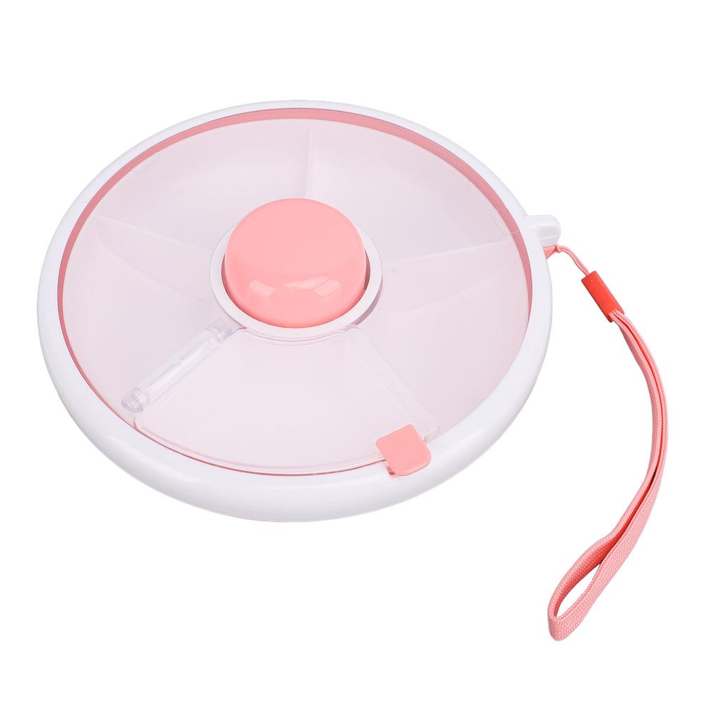 Snack Rotating Container with Lid 5 Compartment Dispenser Leakproof Spill Proof Sealing Kids Fruit