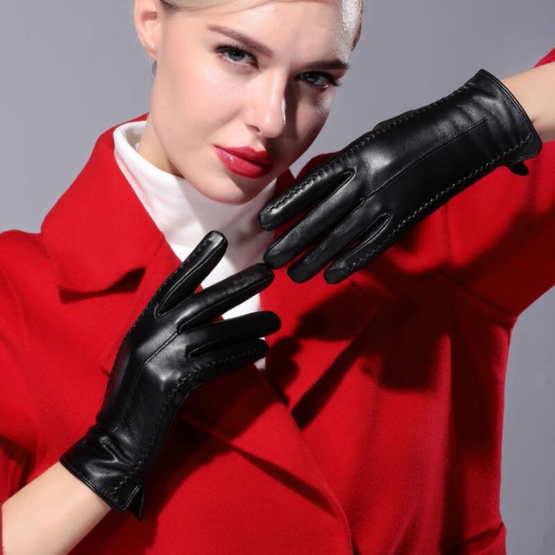 RED DRAGONFLY Women's Winter Fleece-Lined Sheepskin Leather Gloves