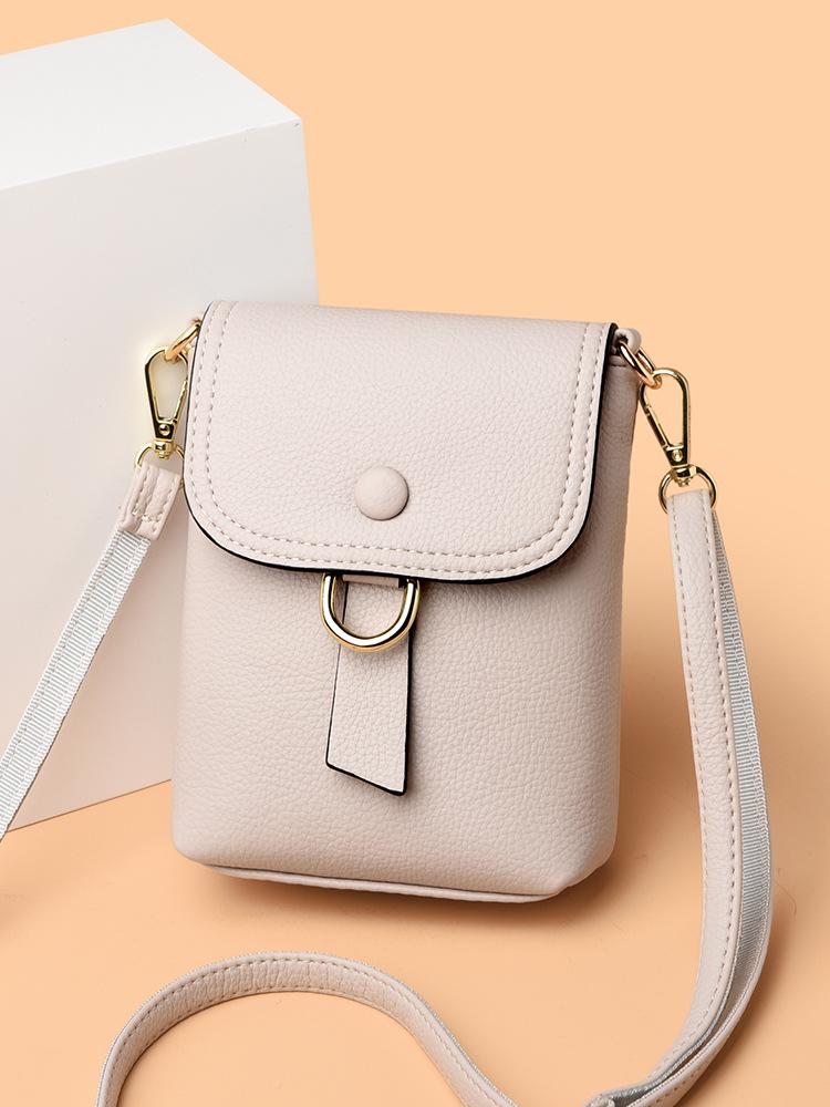 Lightweight Messenger Mobile Phone Bag For Shopping, Lychee Pattern Simple Female Small Retro Mini Change Single Shoulder