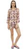 Bimba Womens Beige Rayon Printed Shorts Set Long Sleeve Sleepwear