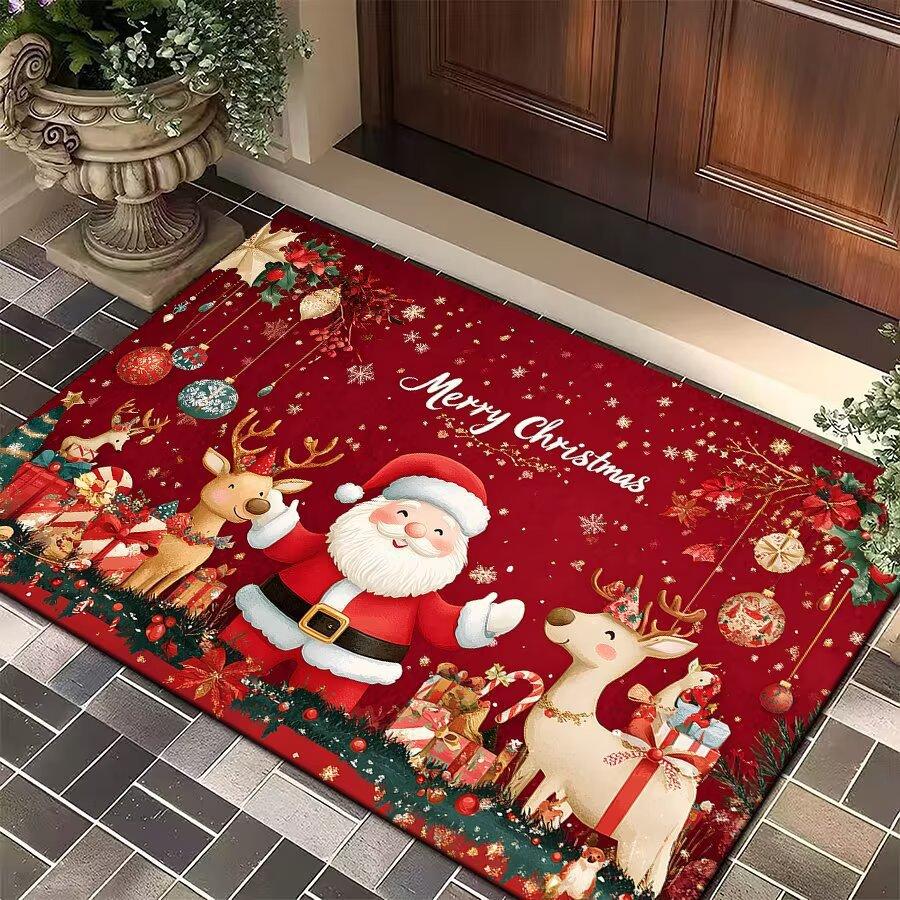 Nordic Christmas Floor Mat Entrance Door Porch Dirt-Resistant And Easy To Take Care Of Floor Mat Hotel Homestay Holiday Decorative Blanket