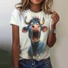 Забавный принт животных женские футболки модные повседневные женские плюс размер короткий рукав O-образный вырез женская одежда Harajuku 2025 лето