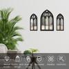 3Pcs Gothic Arched Window Wall Mirror Set Self-Adhesive Cathedral Arched Mirror Rustic Farmhouse Accent Mirror for Home Decor