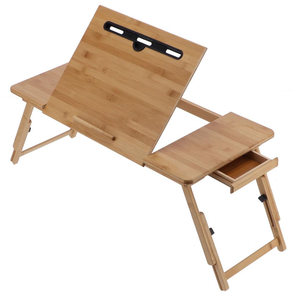 Бамбуковый складной стол для ноутбука, кровать, рабочий стол с ящиком для хранения карт и планшетом для домашнего использования