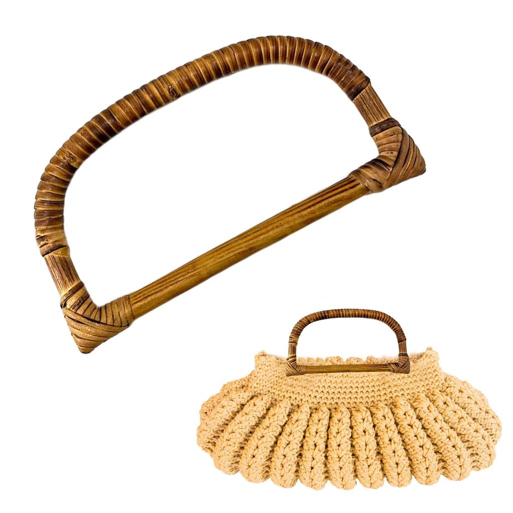 2xBamboo Bag Handle Replacement, Bamboo Handbag Purse Handle, D Shape Purse