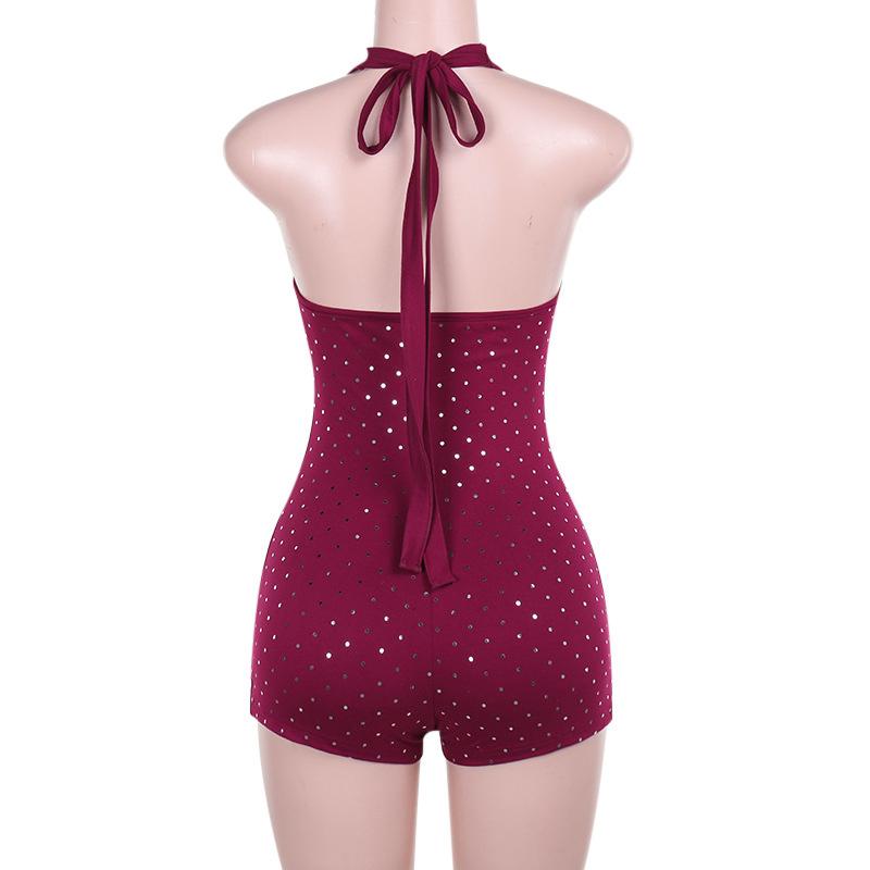 Сексуальный облегающий комбинезон с глубоким V-образным вырезом, женская мода, осенняя распродажа сезона, новое поступление, блестящий цельный купальник