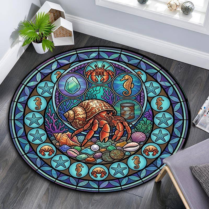 Oceanic Glass Round Area Rug Under Office Chairs Bedroom Living Room Home Decor