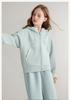 Girls' Hooded Zipper Top and Wide Leg Pants Set