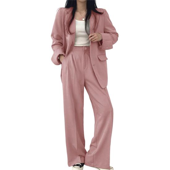 Женский комплект из 2 шт./компл., пальто, брюки, формальный деловой стиль, однобортный кардиган с длинным рукавом и воротником-стойкой, высокая талия, широкие брюки, однотонные брюки