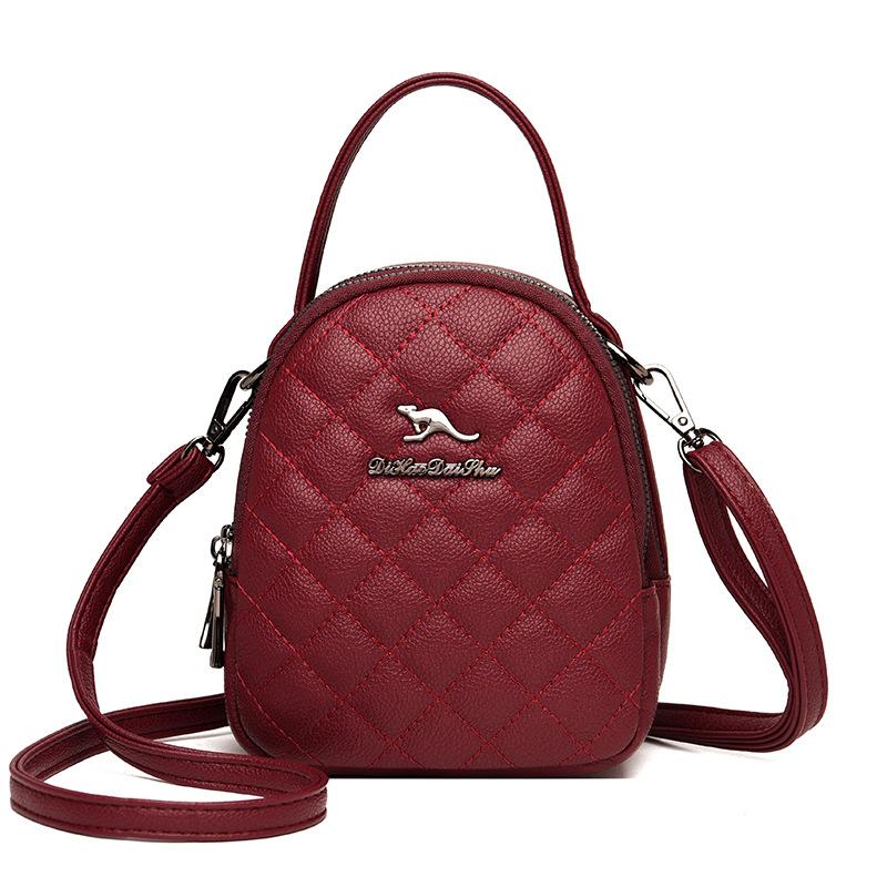 Emgrand Kangaroo Soft Leather Bag Women's 2025 New Middle-aged Shoulder Bag Letter Oblique Span Bag Casual Mom Handbag