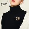 Faux Pearl Rhinestone Brooch Anti-Exposure Round Women Shape with Rhinestones