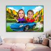 Driver Couple Portrait Poster Custom Personalized Cartoon Portrait Prints Men Women Birthday Gift Home Wall Art Canvas Painting
