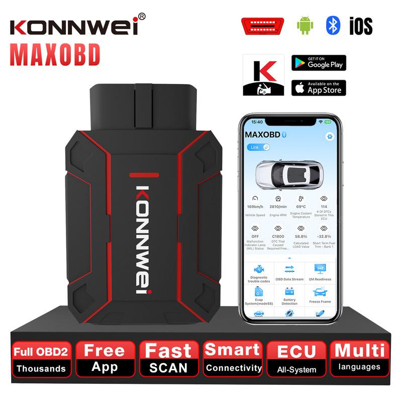 KONNWEI MAXOBD BT 5.2 Полная система автомобиля OBD2 Диагностический инструмент Для BMW Для Benz Чтение кодов Двигатель ABS Для IOS/Android