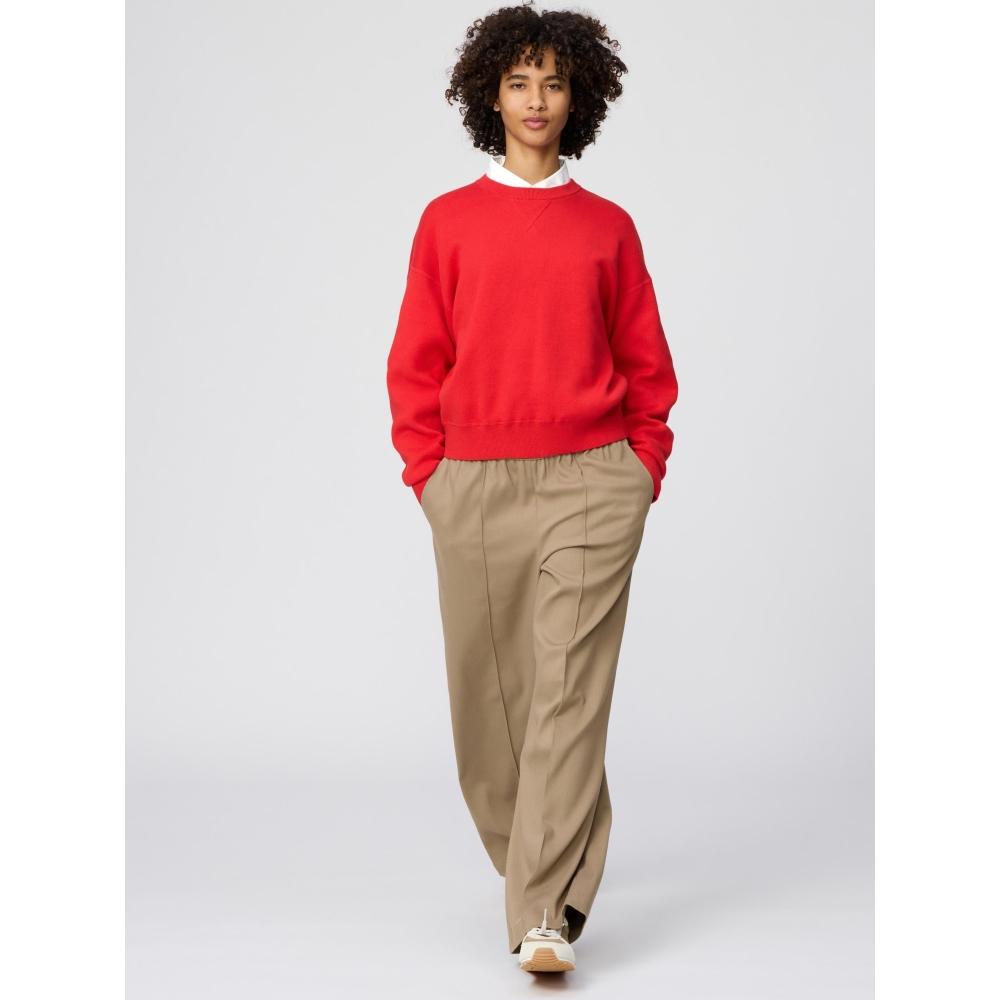 Uniqlo Японский гладкий хлопковый свитер с круглым вырезом