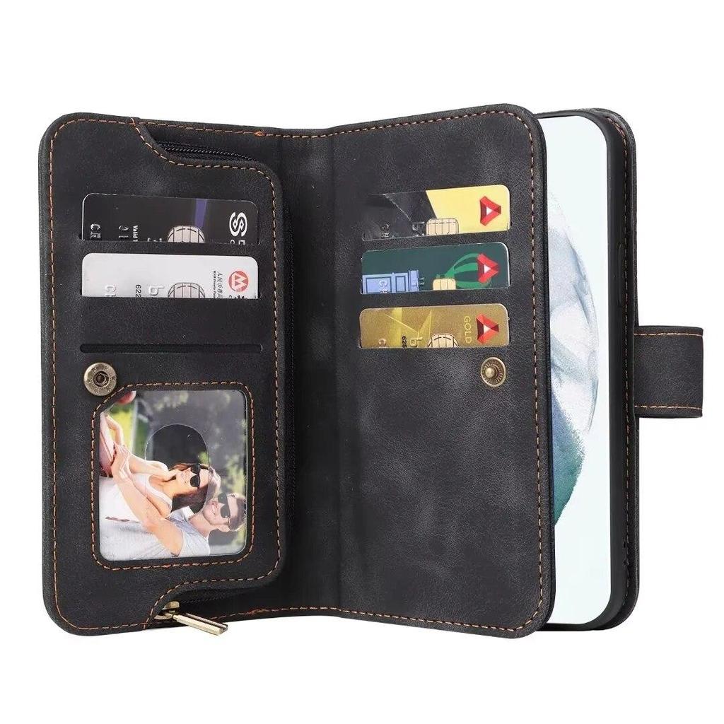 Luxury Wallet Zipper Leather Case For Samsung S23 S22 S21 Ultra S20 FE S10 S9 S8Plus A13 A23 A33 A53 A12 A22 A32 A52 /Redmi Note 11 10 Poco X4 M4 Pro