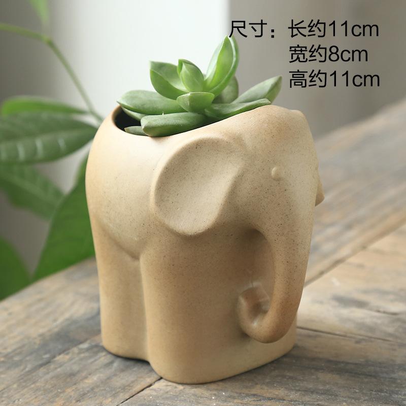 Terracotta Plant Pot Zakka Ceramic Succulent Bisque Pot with Saucer Cute Cartoon Animal Ceramic Flower Pot