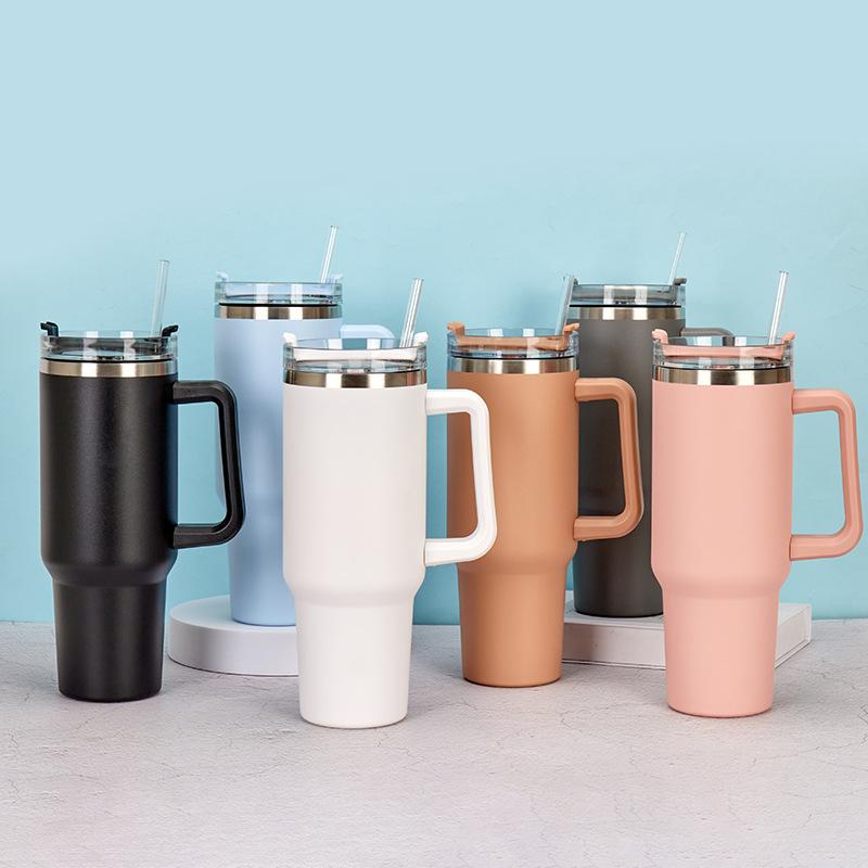 40oz Mug Tumbler With Handle Insulated Tumbler With Lids Straw Stainless Steel Coffee Tumbler Termos Cup