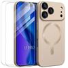Protective Case - E.F.Connection - for iPhone 17 Pro - with Golden Magnetic Ring - 2 Tempered Glass