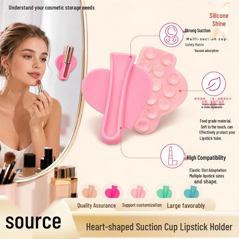 Heart-Shaped Silicone Suction Cup Lipstick and Phone Holder