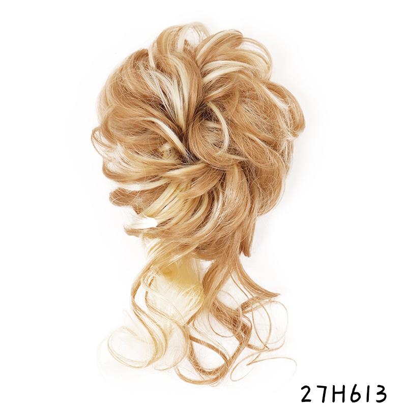 Synthetic Hair Bun Extensions Messy Curly Chignon Blonde Brown Donut Elastic Chignon for Women
