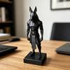3D-печатная статуэтка Анубиса Настольная скульптура на устойчивом квадратном основании Матовый черный Минималистичный Низкополигональный дизайн для декора дома, офиса, кабинета Подарок