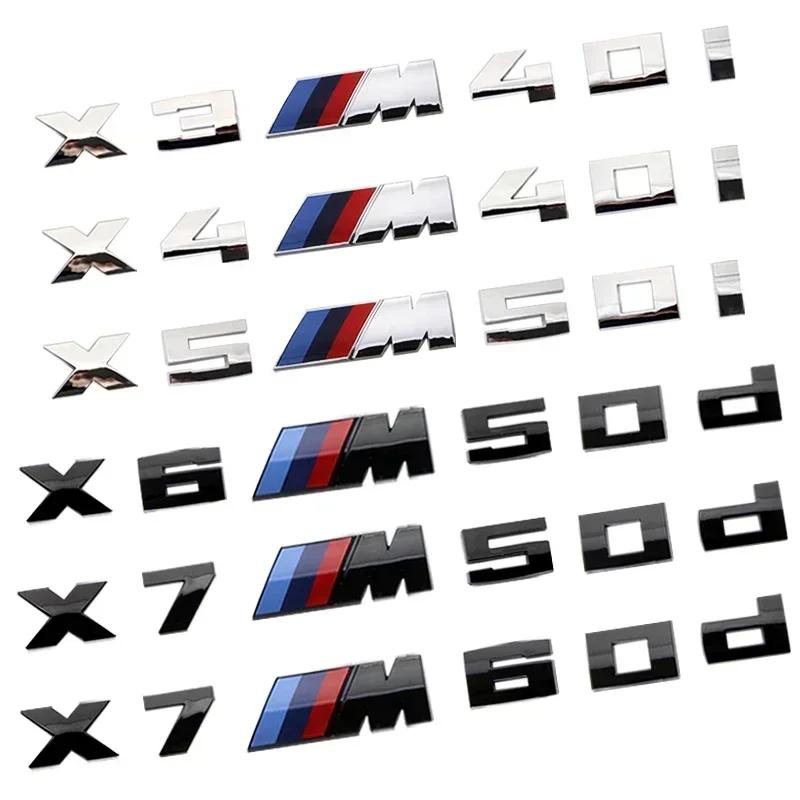 For BMW X3M X4M X5M X6M X7 M Power Old Emblems Badge Logo 40i 40d 50i 50d 60d 60i ABS Rear Logo Car Accessories YA1