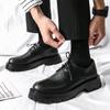 Мужская уличная одежда Деловой кэжуал Толстая платформа Черная кожа Свадебные лоферы Обувь Харадзюку Корейский мужчина Кожаная обувь