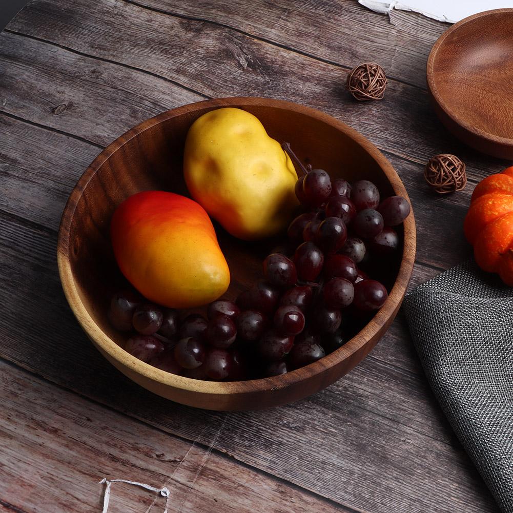 22x7,5 см Экологичная деревянная салатница, контейнер для еды, фруктов, сервировочная миска, кухонная утварь