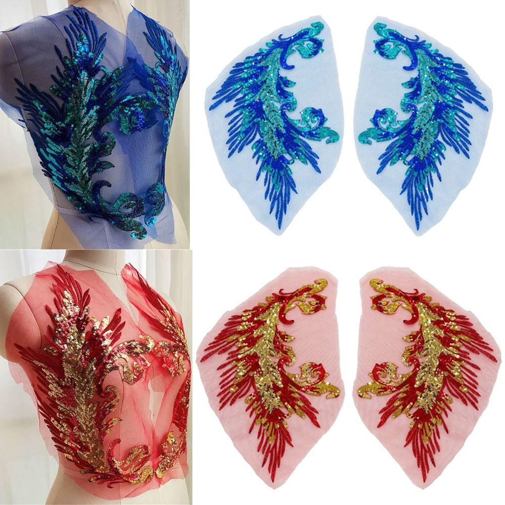 Пайетки в виде пера феникса, нашивки, разноцветные пришивные нашивки, классические модные платья