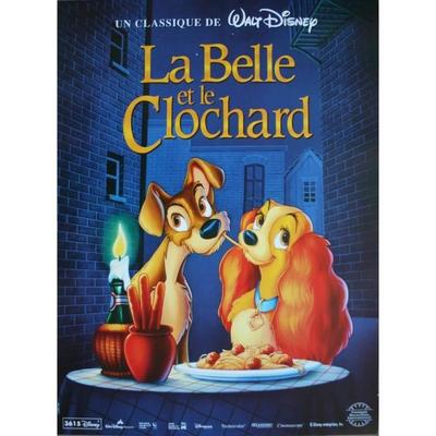 LA BELLE ET LE CLOCHARD Affiche Cinéma Originale Roulée Petit формат 53x40см Disney