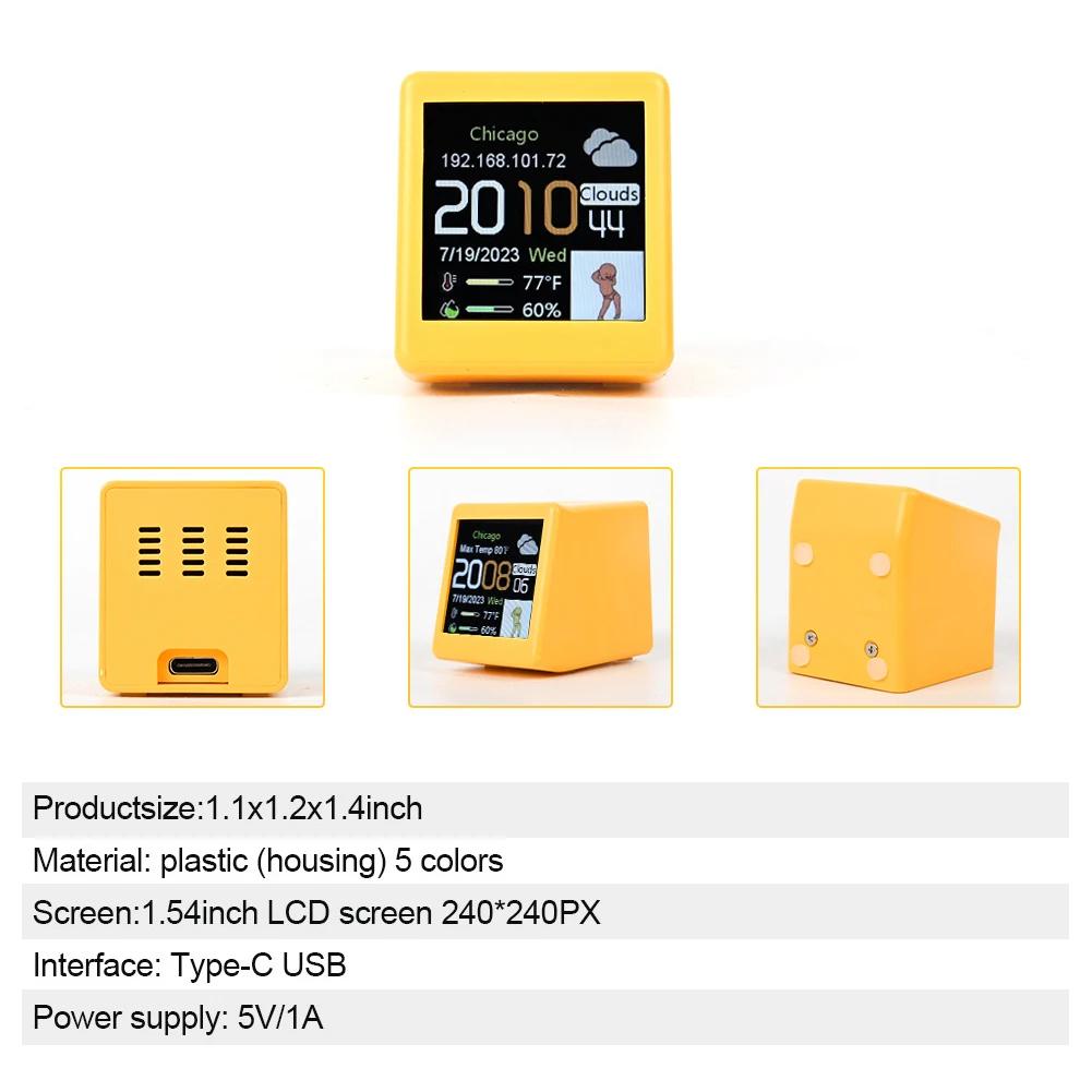 Симпатичная портативная смарт-метеостанция Wi-Fi с дисплеем погоды, температуры, влажности, времени, будильника, украшения рабочего стола