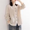 Women's Retro Cotton-Linen Shirt: Loose Round Neck, Casual Jacket, Long Sleeves - Perfect for Spring or Autumn.