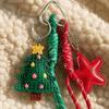 Red Star Christmas Bag Charm Knitted Santa Reindeer Pendant Lovely Crochet Keychain  Holiday
