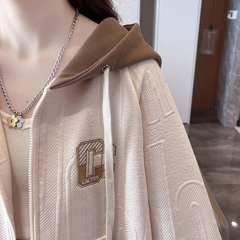 Женская повседневная куртка с капюшоном в стиле колор-блок - Корейский стиль, Легкая, Свободного кроя, Миниатюрная, для Весны/Осени 2025.