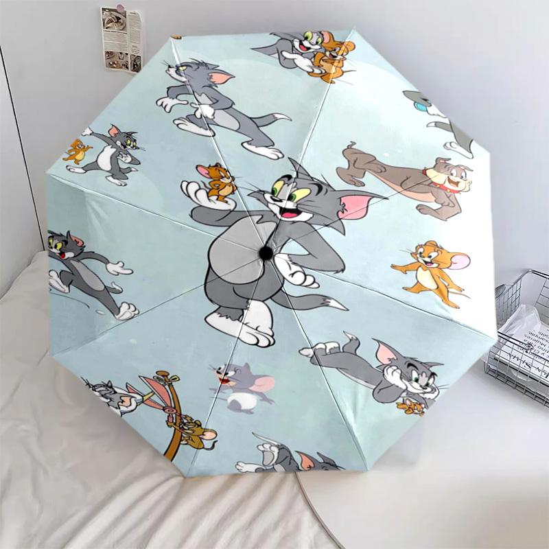 1 шт. Автоматический складной зонт - Мультяшный узор, Портативная и складная конструкция с 46 спицами, Рождественские и новогодние подарки