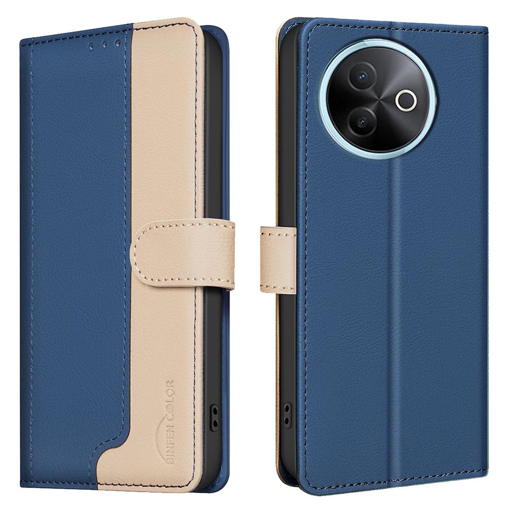 BINFEN COLOR BF33 Для vivo Y39 5G Кожаный чехол Сплайсинг цвета RFID-блокирующий кошелек Подставка Чехол для телефона