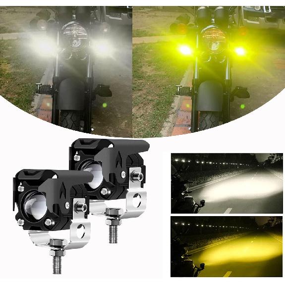 Kairiyard LED Pod Lights, LED Off Road Lights 60W 6000Lm Amber/Yellow White Dual Color Driving Fog Auxiliary Work Lights Pod For Motorcycle Truck SUV