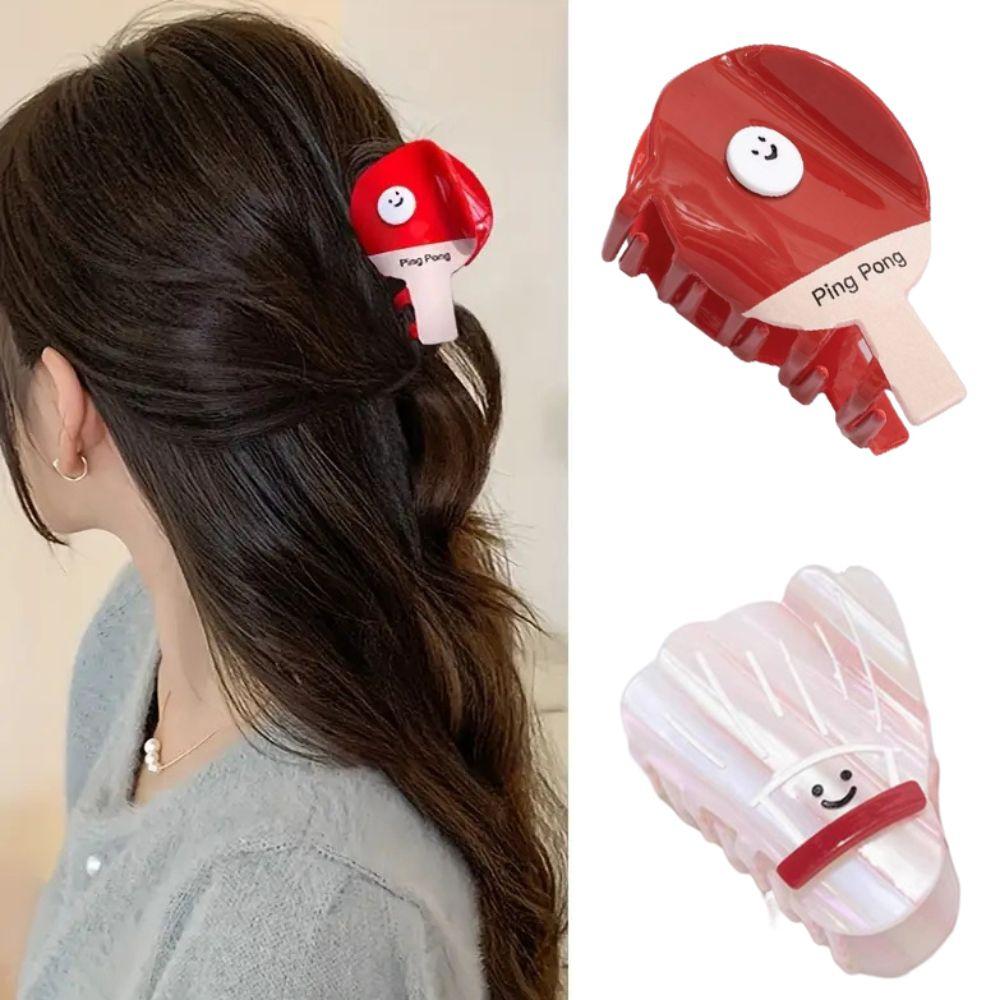Sweet Table Tennis Racket Hairpin Small Hair Claw Clip Cute Badminton Hairpin Women Decoration